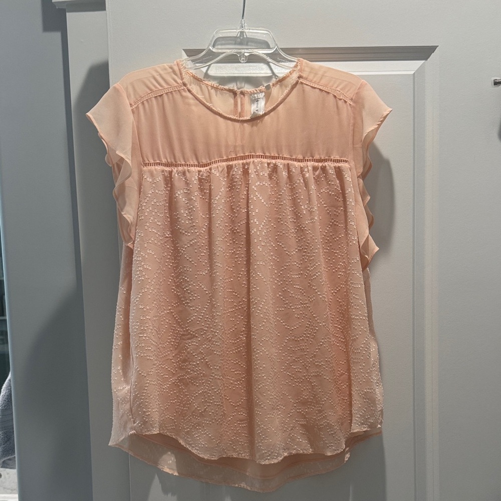 Anthropologie Guest Editor brand Blush Ruffle Sleeve Blouse